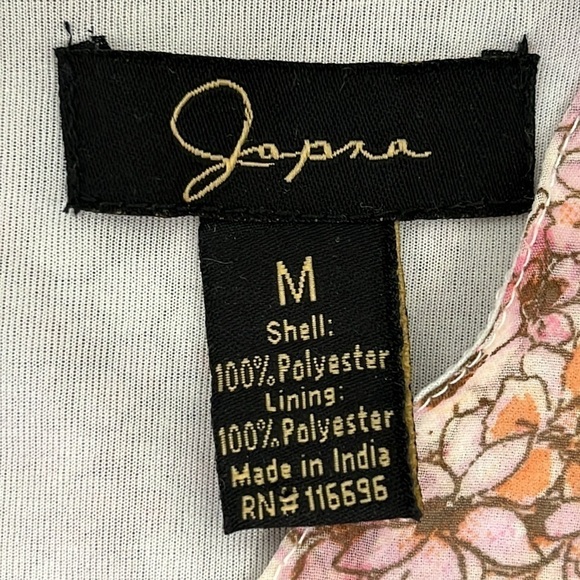 Japna Floral Faux Wrap Chiffon Dress Womens Size Medium Tiered Long Sleeves Pink - Picture 3 of 16